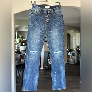 Cabi sz 4 new without tags button fly straight distressed jeans